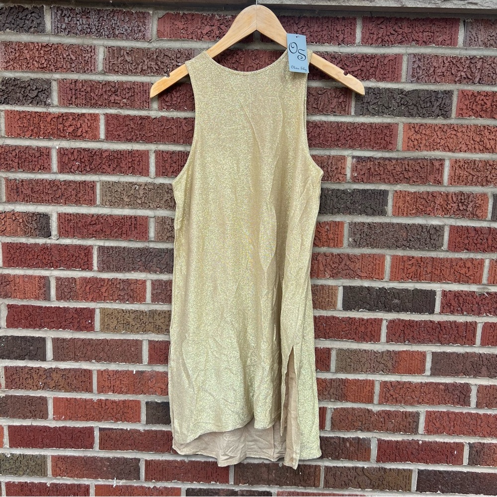 Olivia Sky Gold Sparkle Sleeveless Mini Dress